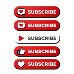 Fototapeta premium Set of Red Subscribe Buttons with Icons