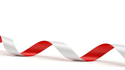 Red and white ribbon twisted on white background