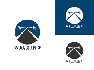 Welding with circle logo design vector template. Simple welding logo design vector