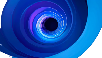 A spiraling tunnel of concentric, color-graded blue and purple rings receding into darkness