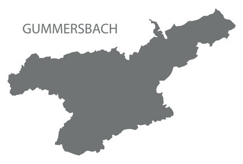 Gummersbach city map with boroughs grey illustration silhouette shape