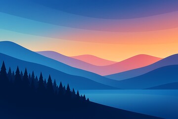 Obraz premium Abstract Mountain Sunset