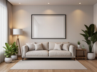 mockup wall art at the modern living room