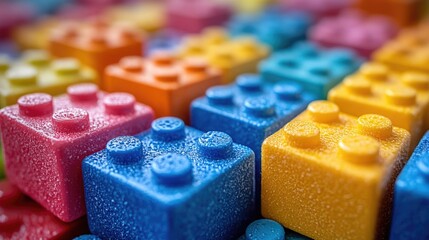 Detailed image of colorful building blocks arranged closely together, symbolizing creativity and childhood play