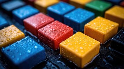 Detailed image of colorful building blocks arranged closely together, symbolizing creativity and construction