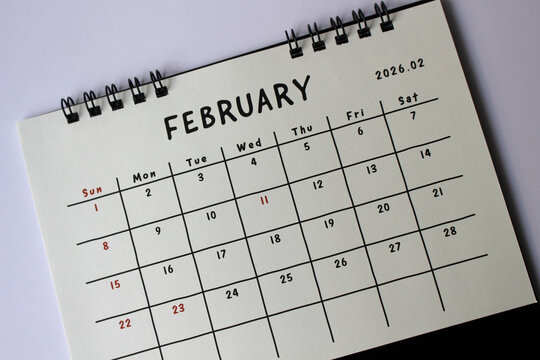 Monthly calendar template for the new year 2026 desk calendar,isolated on white background.