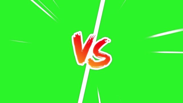 VS. Versus text animation motion graphic with anime speed line  in chroma key green screen animated background. 4k video