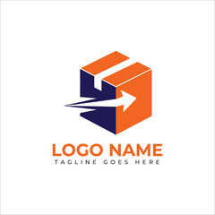 Modern 3D Box Logo Template with Arrow for Business Branding