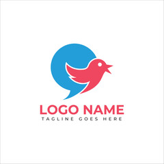 Modern bird logo template with speech bubble design
