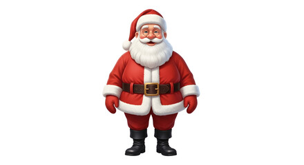 Obraz premium Cheerful Santa Claus character standing in traditional red suit.