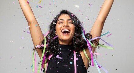 Young beautiful indian woman celebrating new year party