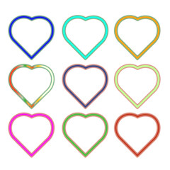 Colorful Heart Shapes Collection Neon Glow Design Elements