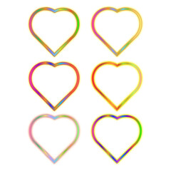 Colorful Heart Shapes Rainbow Outline Set Design Elements
