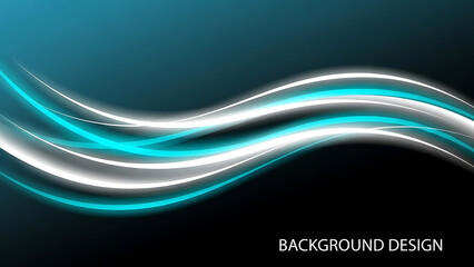 Glowing turquoise and white light streaks on dark blue background abstract bright