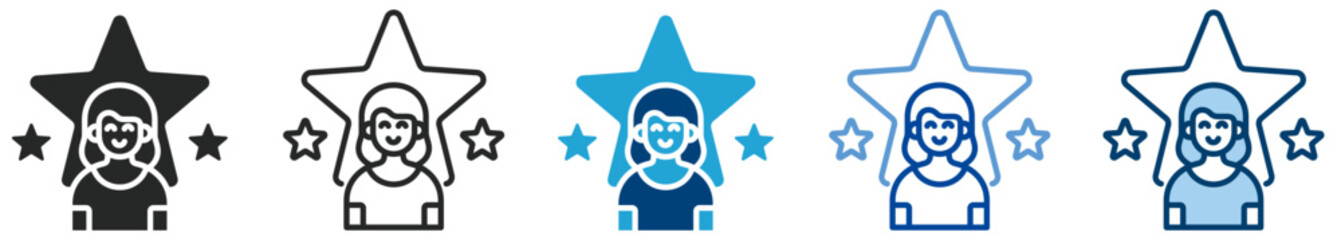 Celebity icon set multi style icon set collection vector illustration