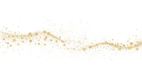 Abstract Shiny Gold Glitter design element. Gold Glitter Dust and Stars. Glitter Trail. For New Year, Merry Christmas, Birthday and Wedding greeting card and invitation. Luxury Background design