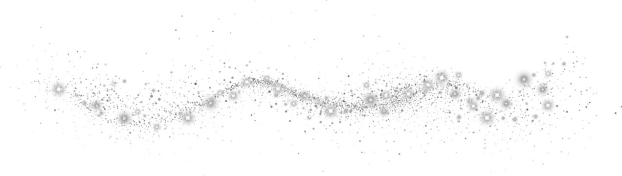 Abstract Shiny SilverGold Glitter design element. Whine Gold Glitter Dust and Stars. Glitter Trail. For New Year, Merry Christmas, Birthday and Wedding greeting card 