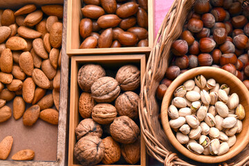 Präsentation verschiedener Nüsse