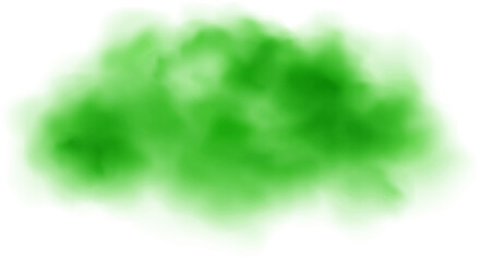 Realistic green Cloud, Smoke or Fog. Fluffy Cloudscape. Color Overlay Transparent Cloud.
