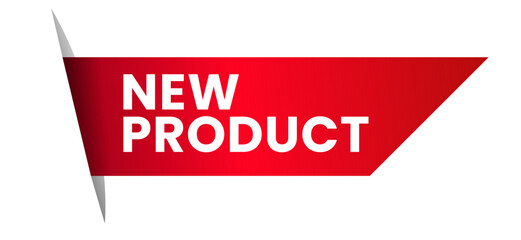 New product red banner or ribbon tag, ideal for highlighting special offers, new arrivals, or exclusive items in marketing materials, e-commerce stores, advertisements, and promotional campaigns