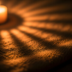 Warm candlelight casts dramatic shadows across a textured surface creating a cozy and intimate atmosphere. isolated on white background