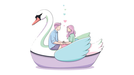 Swan Boat Romance: A tender moment unfolds as a couple share a romantic boat ride, gazing at each other. They drift gently, creating a picturesque scene of love and togetherness.