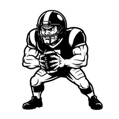 Flat Vector Illustration: Dynamic American Football Player Running