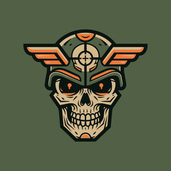 Fototapeta premium Military skull emblem with target sight and wing symbol creating powerful imagery aesthetic