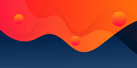 Abstract gradient blue and orange fluid shape modern background.