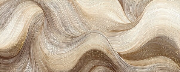 Abstract flowing hair-like pattern in various shades of brown and beige, creating a wavy design