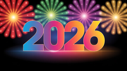 Bright fireworks display celebrating the new year 2026 background banner event festive holiday party invitation backdrop flyer template