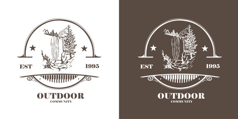 Vintage Outdoor Adventure Logo Mountain Camping Badge Vector
