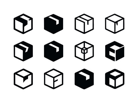 Geometric Logo Variations. boxy structure. Icon set. Set Logo of