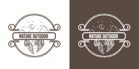 Outdoor Adventure Logo Design Mountain and Nature Emblem Vector