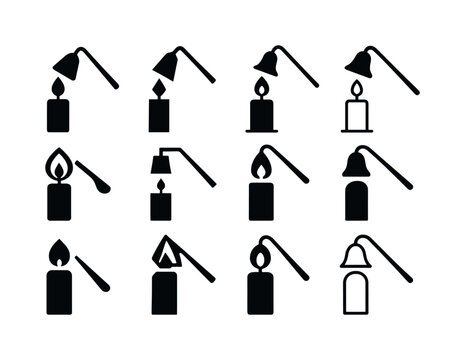 Candle Logo Variations. Candles. Icon set. Set Logo of Candles: