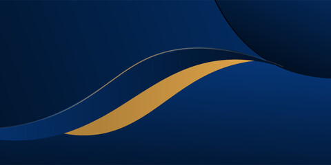 Abstract blue gold line dynamic luxury curve smooth design modern premium elegant background.
