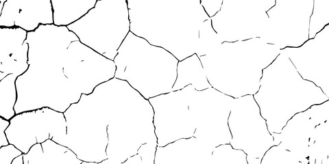 High-contrast cracked texture on a white background, featuring organic fracture lines and distressed surface details. Perfect for abstract backgrounds, grunge design, overlays, and artistic effects.
