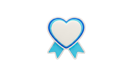 Heart-shaped Award Ribbon on White Background