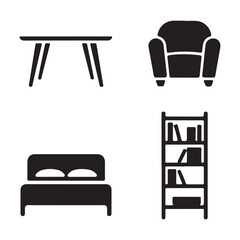 Tall bookshelf silhouette icon for organized home study furniture setup