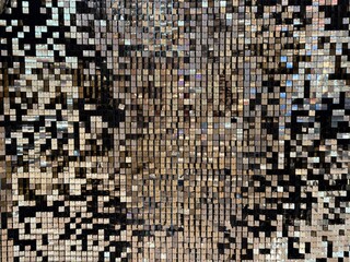 Geometric shiny metallic squares background in black, silver, gold and bronze