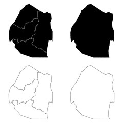 Eswatini Outline and Solid Fill Map Set.