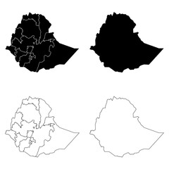Ethiopia Outline and Solid Fill Map Set.