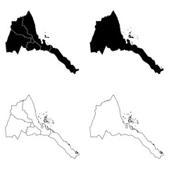 Eritrea Outline and Solid Fill Map Set.