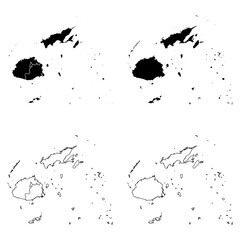 Fiji Outline and Solid Fill Map Set.