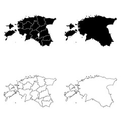 Estonia Outline and Solid Fill Map Set.