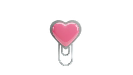 Heart-shaped Paperclip on White Background
