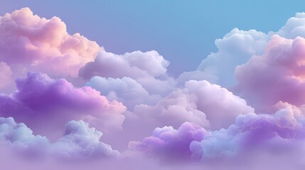 Dreamy cartoon clouds in magical shades of pink and purple for fantasy design