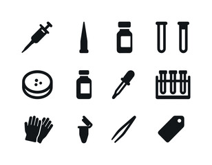 Obraz premium Laboratory Tools Icons. Laboratory tools. Solid icon set of labo
