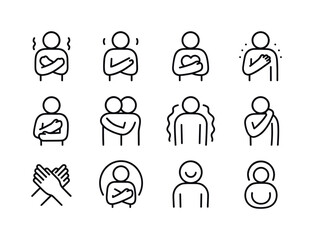 Fototapeta premium Self-Comfort Icons. Self-Comfort. Line icon set of Self-Comfort: