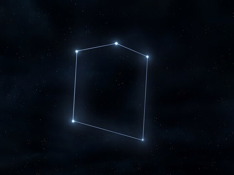 Microscopium constellation in the sky. Stars on a dark background. Astrological figure, mythological image.